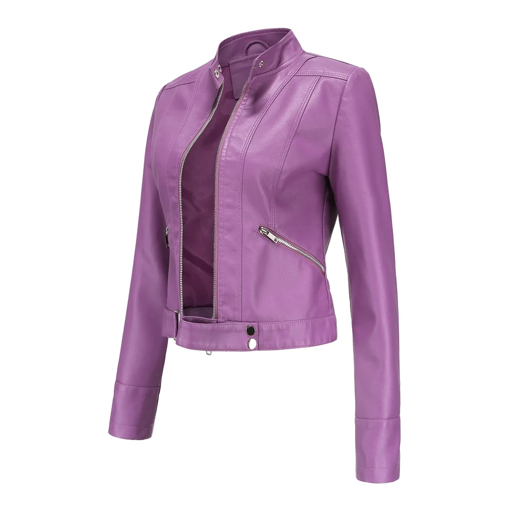 Faux Leather Jacket Woman 2026 New Spring Autumn Coat Women Outerwears Black Red Coffee Brown Purple Chaqueta Mujer 3xl XXXL 2xl