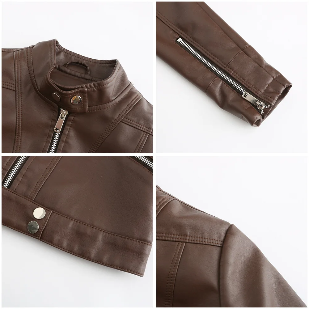 Faux Leather Jacket Woman 2026 New Spring Autumn Coat Women Outerwears Black Red Coffee Brown Purple Chaqueta Mujer 3xl XXXL 2xl