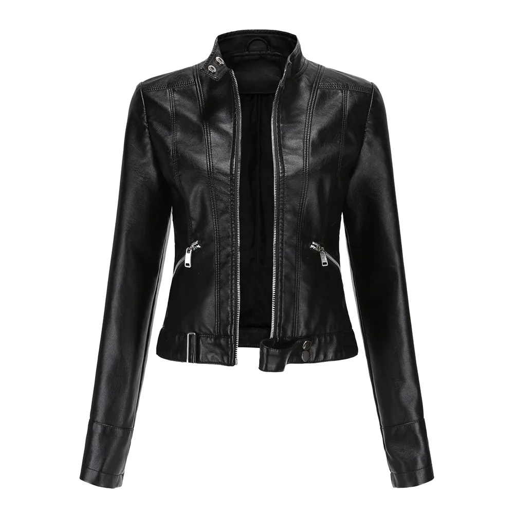 Faux Leather Jacket Woman 2026 New Spring Autumn Coat Women Outerwears Black Red Coffee Brown Purple Chaqueta Mujer 3xl XXXL 2xl