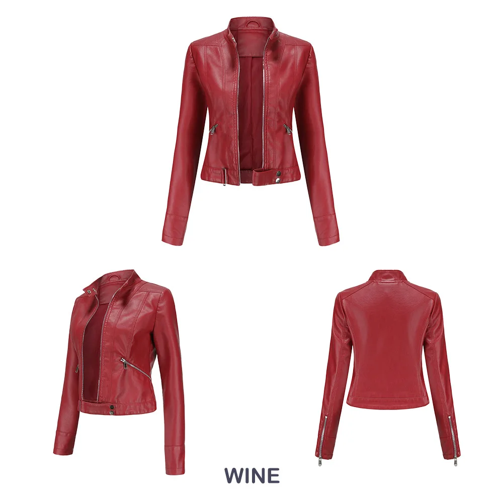 Faux Leather Jacket Woman 2026 New Spring Autumn Coat Women Outerwears Black Red Coffee Brown Purple Chaqueta Mujer 3xl XXXL 2xl