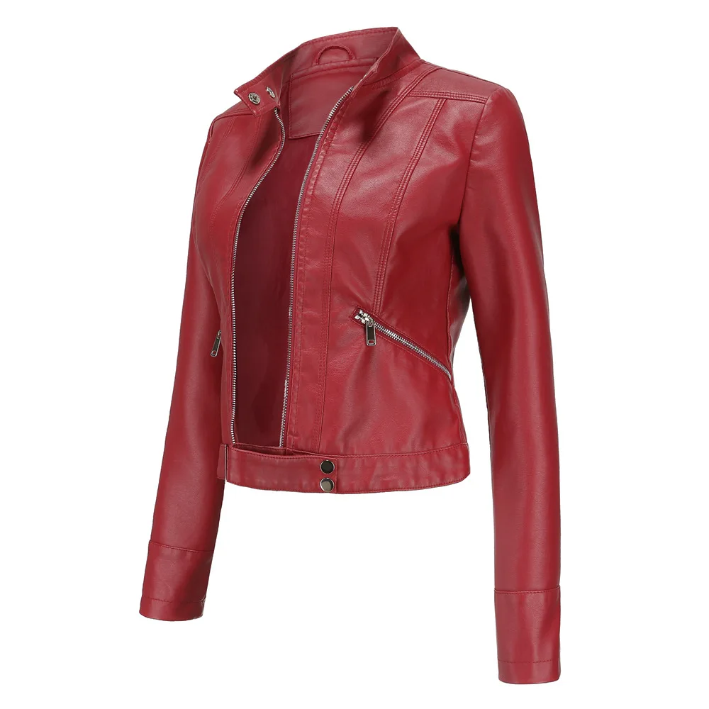 Faux Leather Jacket Woman 2026 New Spring Autumn Coat Women Outerwears Black Red Coffee Brown Purple Chaqueta Mujer 3xl XXXL 2xl