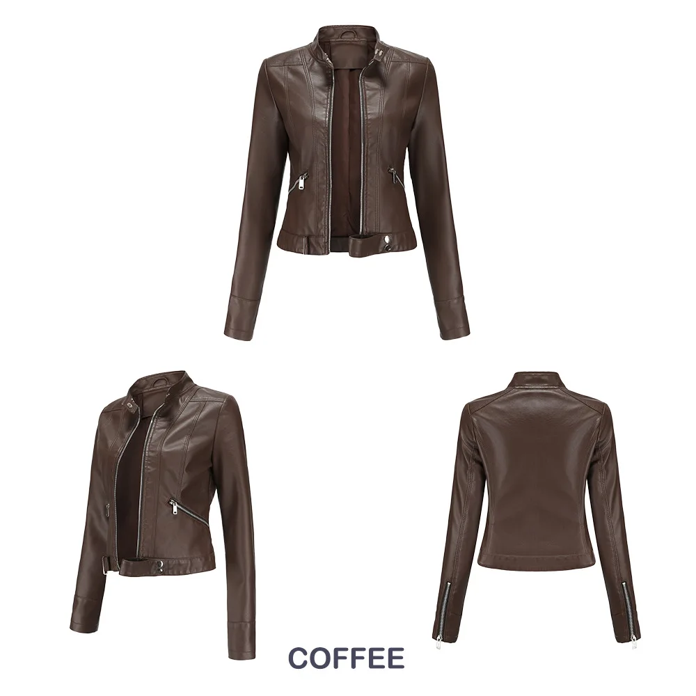 Faux Leather Jacket Woman 2026 New Spring Autumn Coat Women Outerwears Black Red Coffee Brown Purple Chaqueta Mujer 3xl XXXL 2xl
