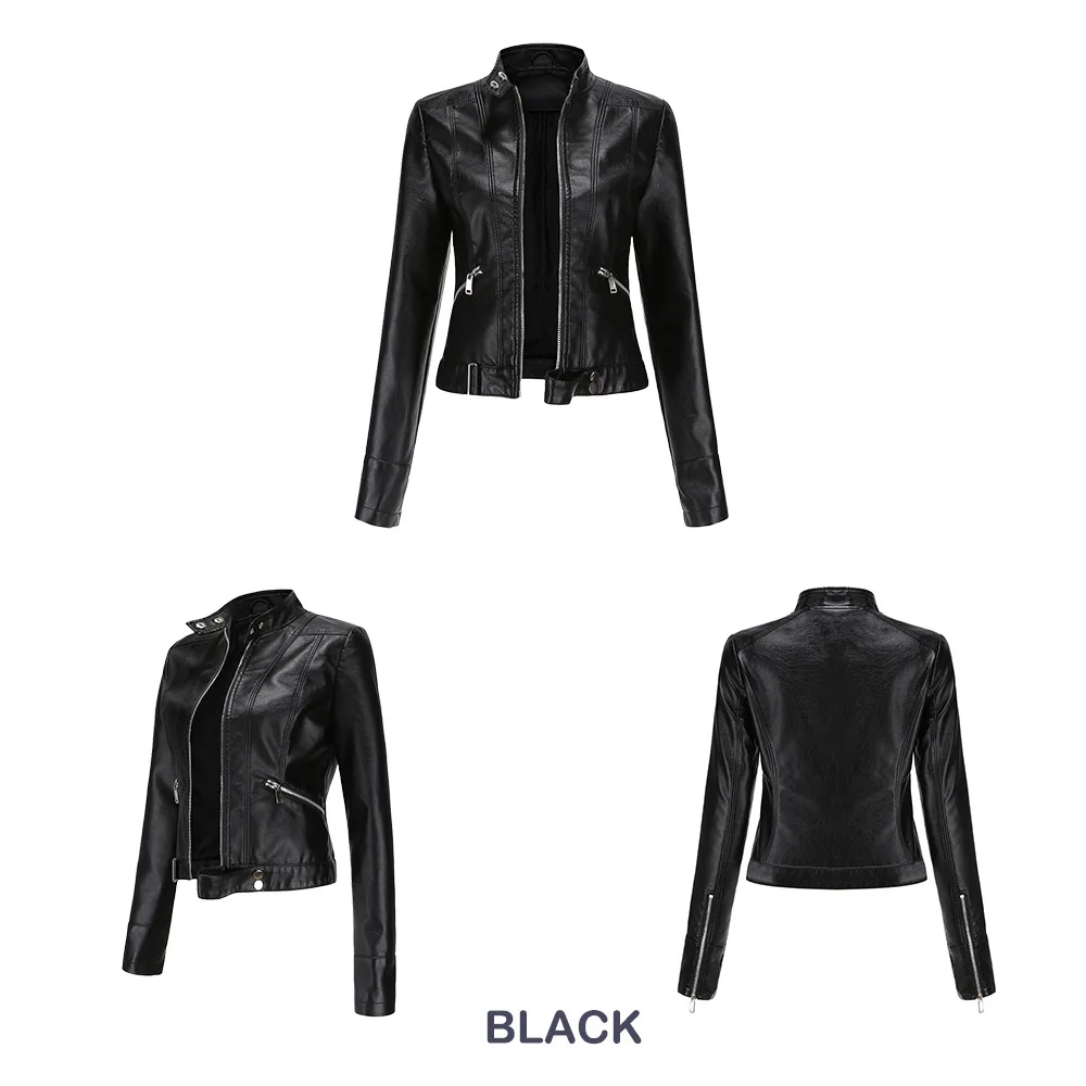 Faux Leather Jacket Woman 2026 New Spring Autumn Coat Women Outerwears Black Red Coffee Brown Purple Chaqueta Mujer 3xl XXXL 2xl