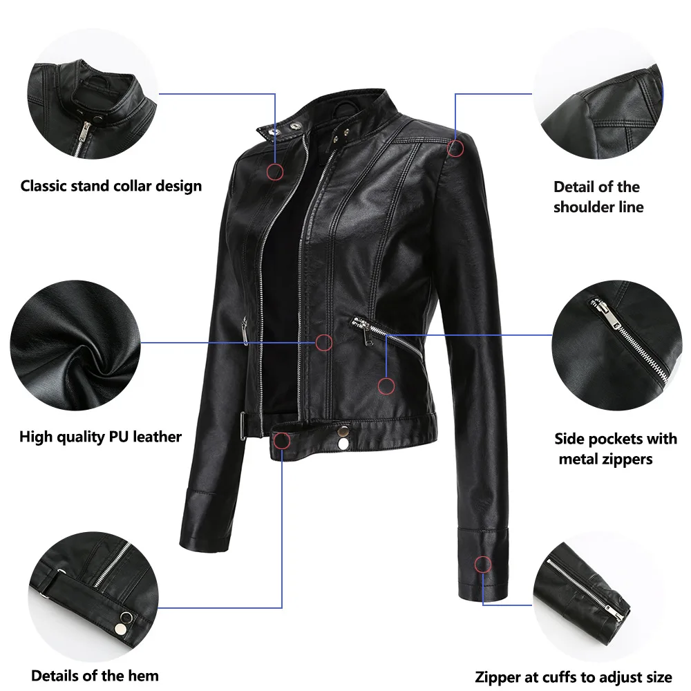 Faux Leather Jacket Woman 2026 New Spring Autumn Coat Women Outerwears Black Red Coffee Brown Purple Chaqueta Mujer 3xl XXXL 2xl