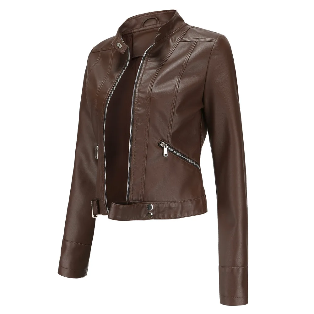Faux Leather Jacket Woman 2026 New Spring Autumn Coat Women Outerwears Black Red Coffee Brown Purple Chaqueta Mujer 3xl XXXL 2xl
