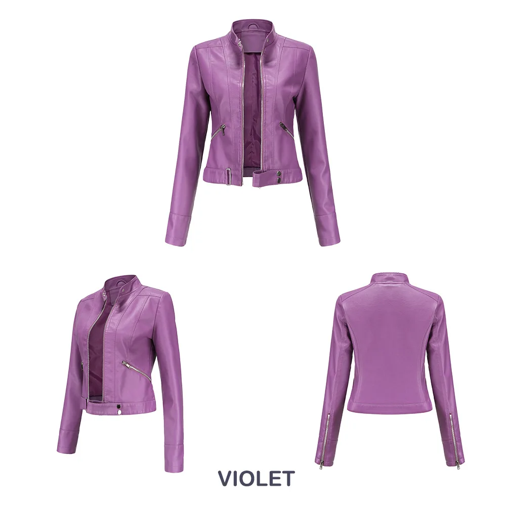 Faux Leather Jacket Woman 2026 New Spring Autumn Coat Women Outerwears Black Red Coffee Brown Purple Chaqueta Mujer 3xl XXXL 2xl