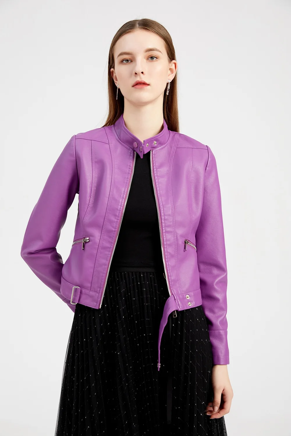 Faux Leather Jacket Woman 2026 New Spring Autumn Coat Women Outerwears Black Red Coffee Brown Purple Chaqueta Mujer 3xl XXXL 2xl