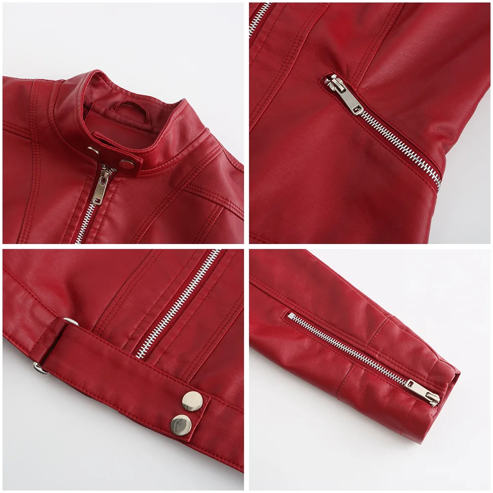 Faux Leather Jacket Woman 2026 New Spring Autumn Coat Women Outerwears Black Red Coffee Brown Purple Chaqueta Mujer 3xl XXXL 2xl