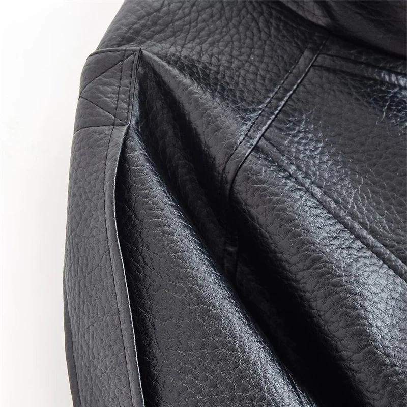Women Faux Leather Loose Jacket Vintage Stand Collar Zipper Singe Button Long Sleeve Female Coat 2026 Spring Lady Streetwear