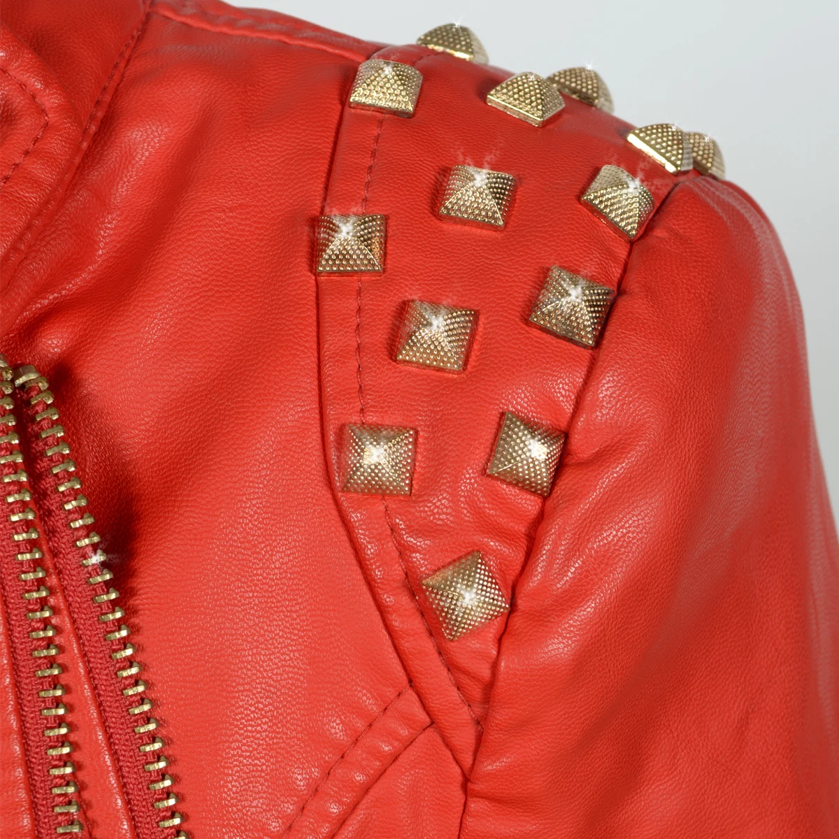 2020 Women Autumn Winter Thick Fake PU Faux Leather rivet Jackets Lady studs Motorcycle Coats Biker Zippers Street Outwear
