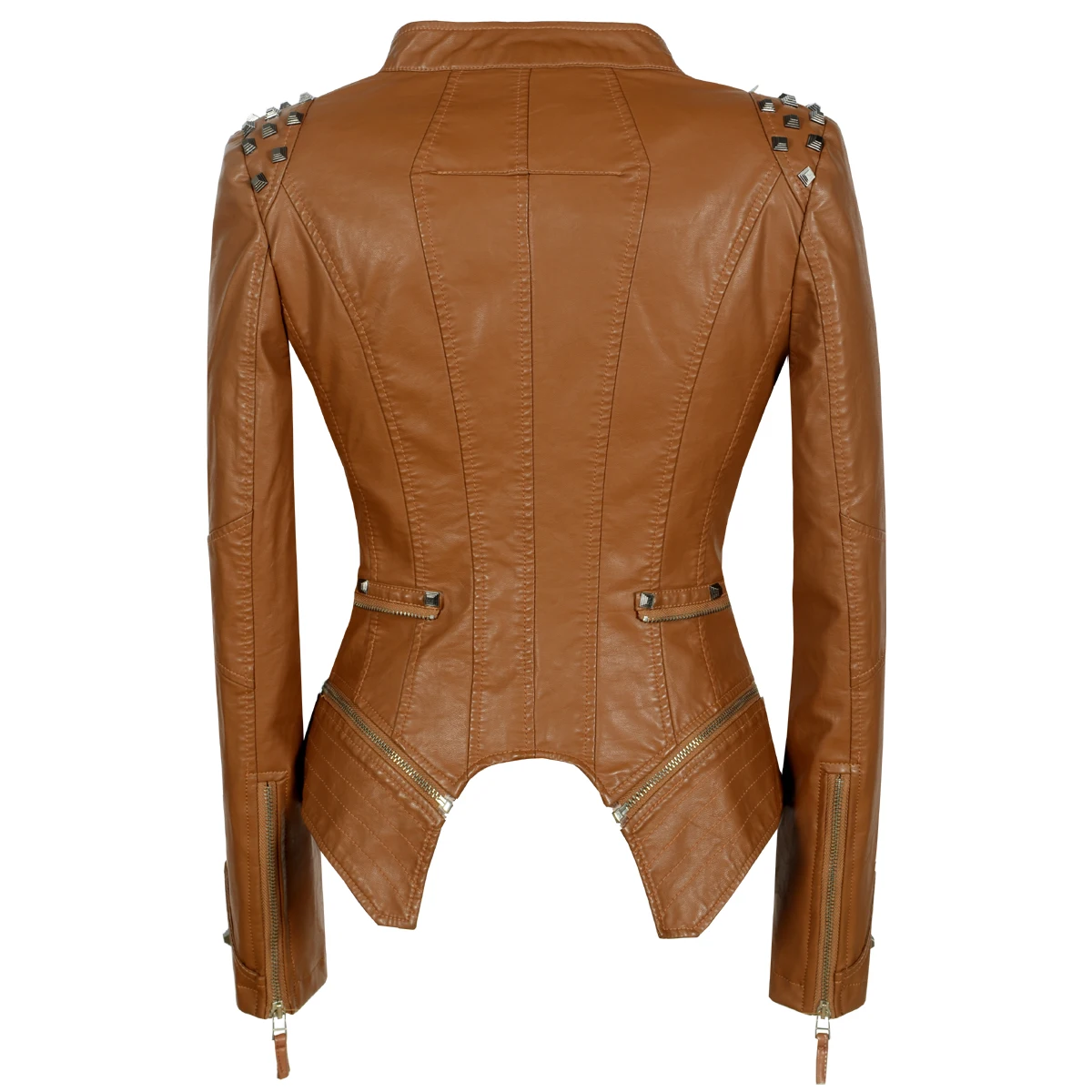 2020 Women Autumn Winter Thick Fake PU Faux Leather rivet Jackets Lady studs Motorcycle Coats Biker Zippers Street Outwear