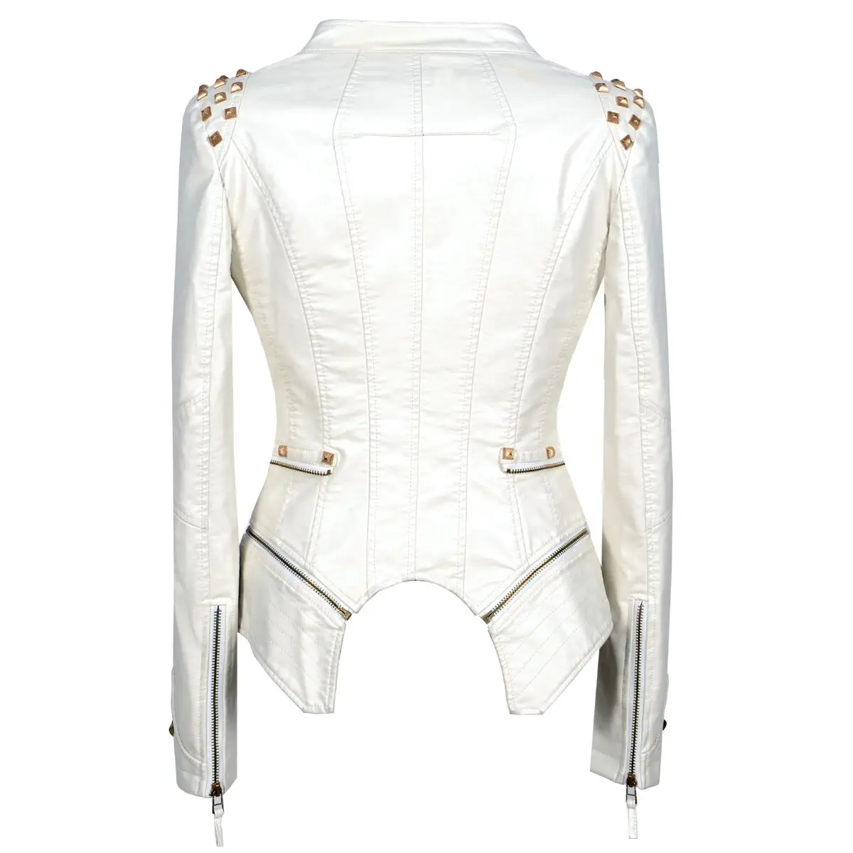 2020 Women Autumn Winter Thick Fake PU Faux Leather rivet Jackets Lady studs Motorcycle Coats Biker Zippers Street Outwear