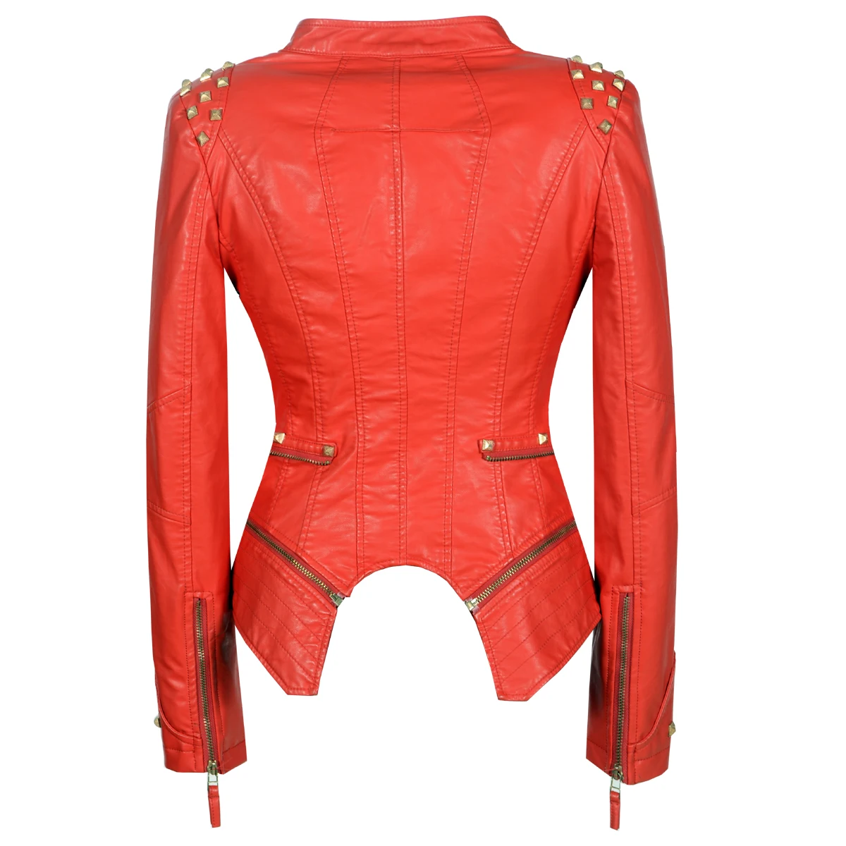2020 Women Autumn Winter Thick Fake PU Faux Leather rivet Jackets Lady studs Motorcycle Coats Biker Zippers Street Outwear