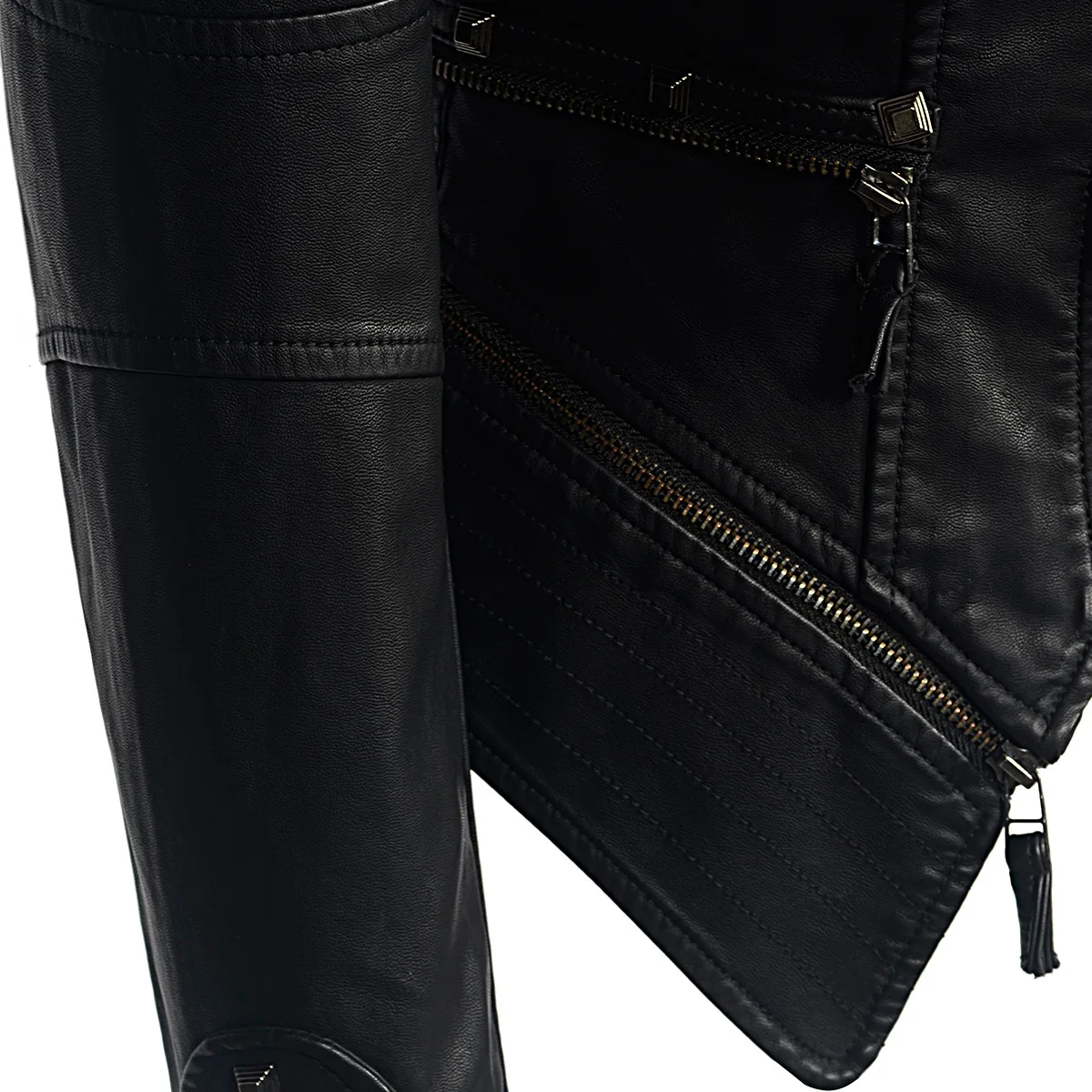 2020 Women Autumn Winter Thick Fake PU Faux Leather rivet Jackets Lady studs Motorcycle Coats Biker Zippers Street Outwear