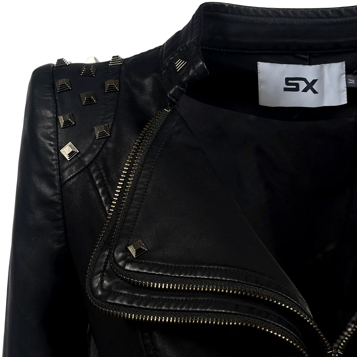 2020 Women Autumn Winter Thick Fake PU Faux Leather rivet Jackets Lady studs Motorcycle Coats Biker Zippers Street Outwear