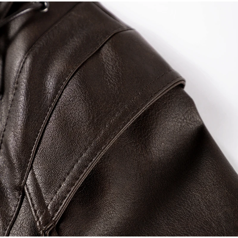 Faux Leather Brown Women Jackets Belt Lace Up Lapel Female Coat 2026 Autumn Vintage Casual Spring Long Sleeve Lady Outwear