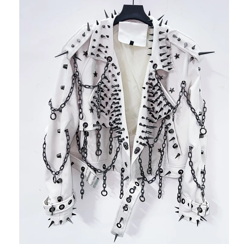 vintage Leather  y2k  Jacket Skull Jacket Punk Jacket  gothic Leather gothic clothes y2k fashion y2k clothes  harajuku Jacket