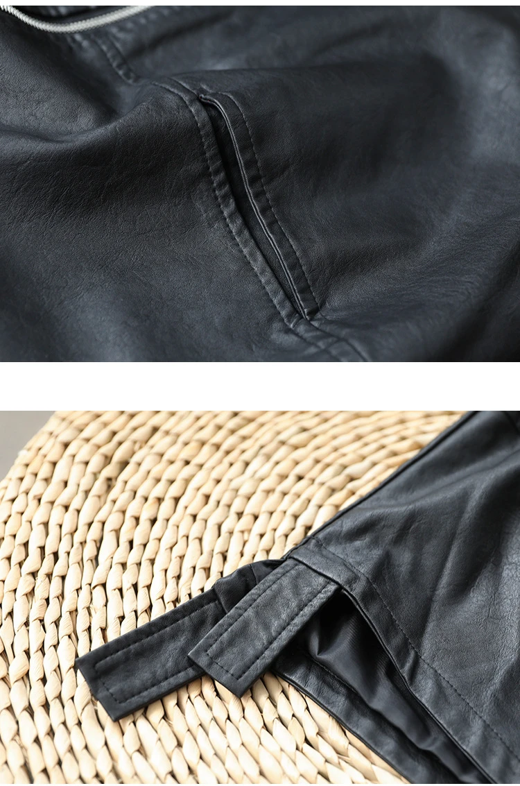 Amax LuluE 2026 Autumn Fashion Biker Clothes Womens Loose Vintage Faux Leather Jackets Luxury Punk Pu Coats Black Big Outerwear