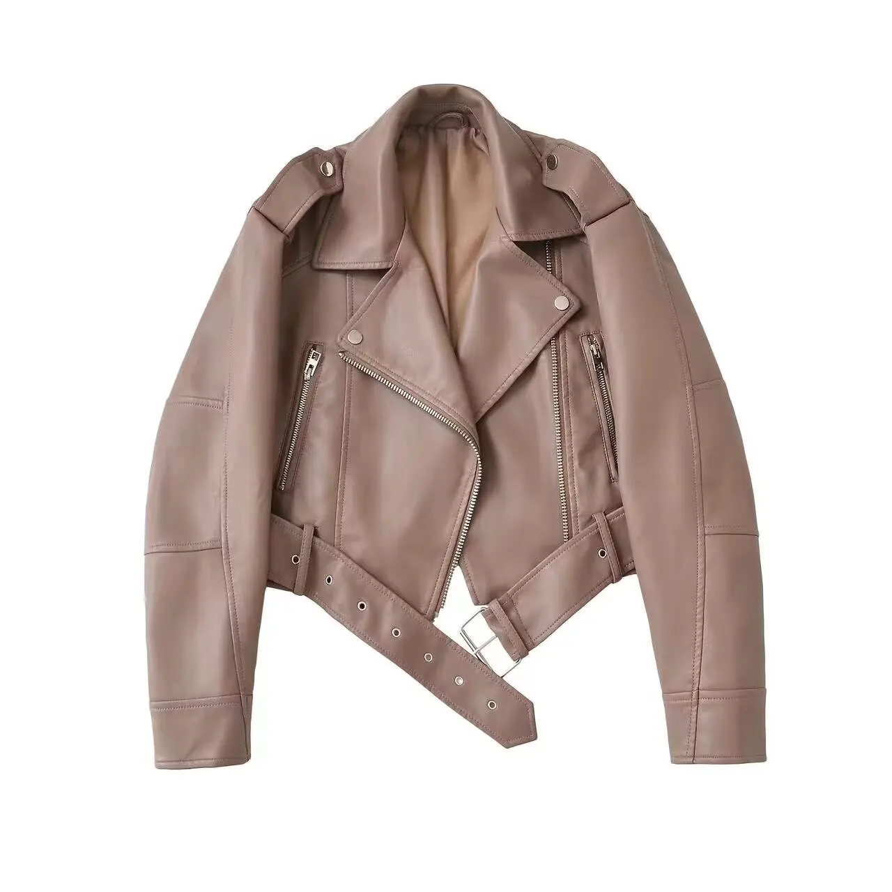 Brand Coat Women Faux PU Leather Jacket High Street Motorcycle Coat Casual Lady Lapel Zipper Short Leather Jacket