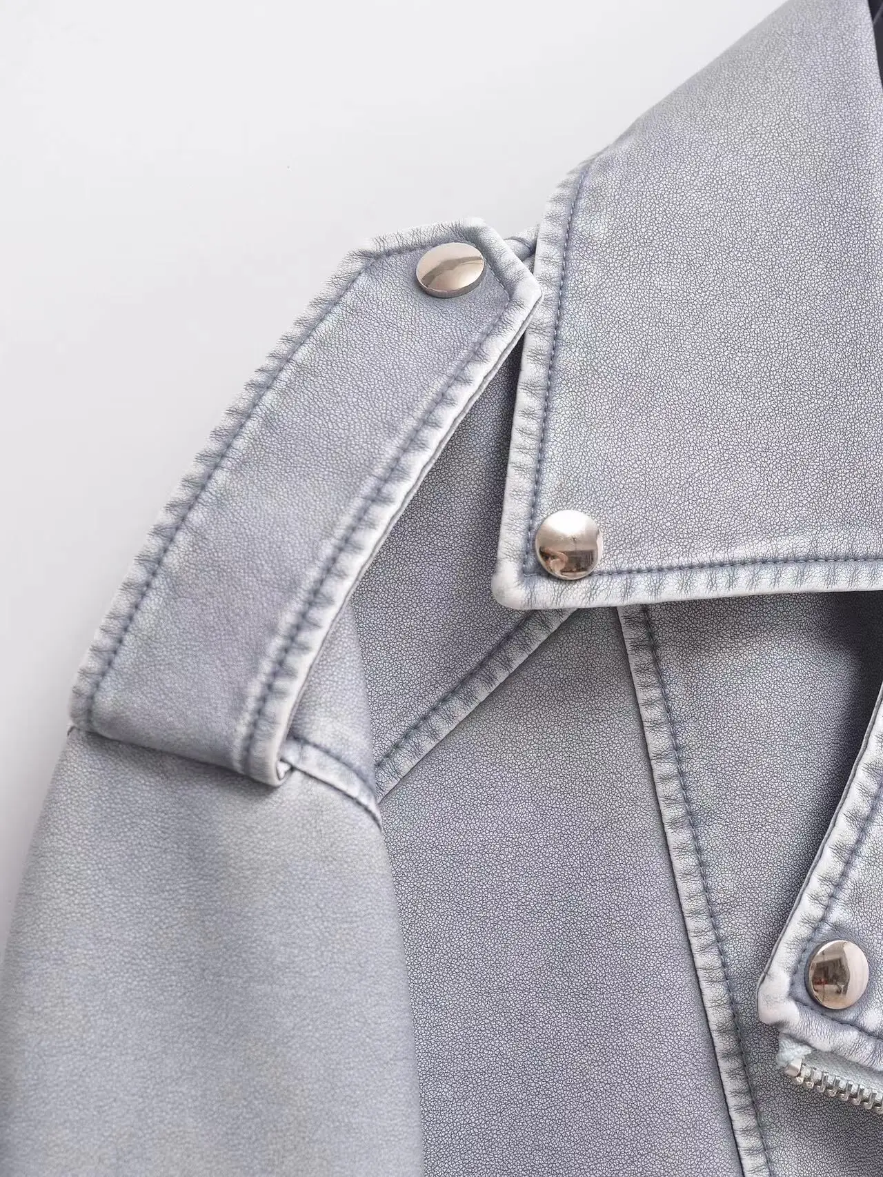 Brand Coat Women Faux PU Leather Jacket High Street Motorcycle Coat Casual Lady Lapel Zipper Short Leather Jacket