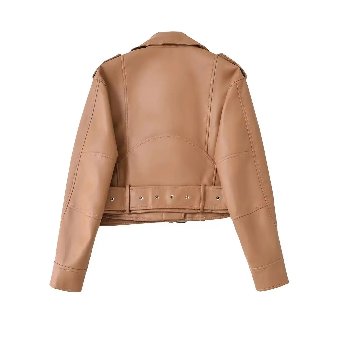 Brand Coat Women Faux PU Leather Jacket High Street Motorcycle Coat Casual Lady Lapel Zipper Short Leather Jacket