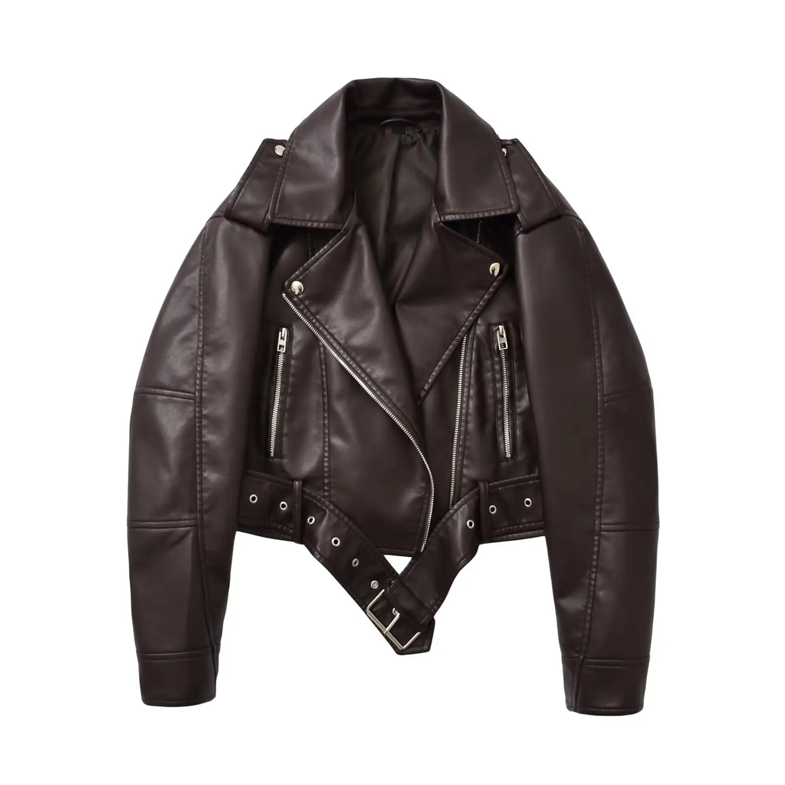 Brand Coat Women Faux PU Leather Jacket High Street Motorcycle Coat Casual Lady Lapel Zipper Short Leather Jacket