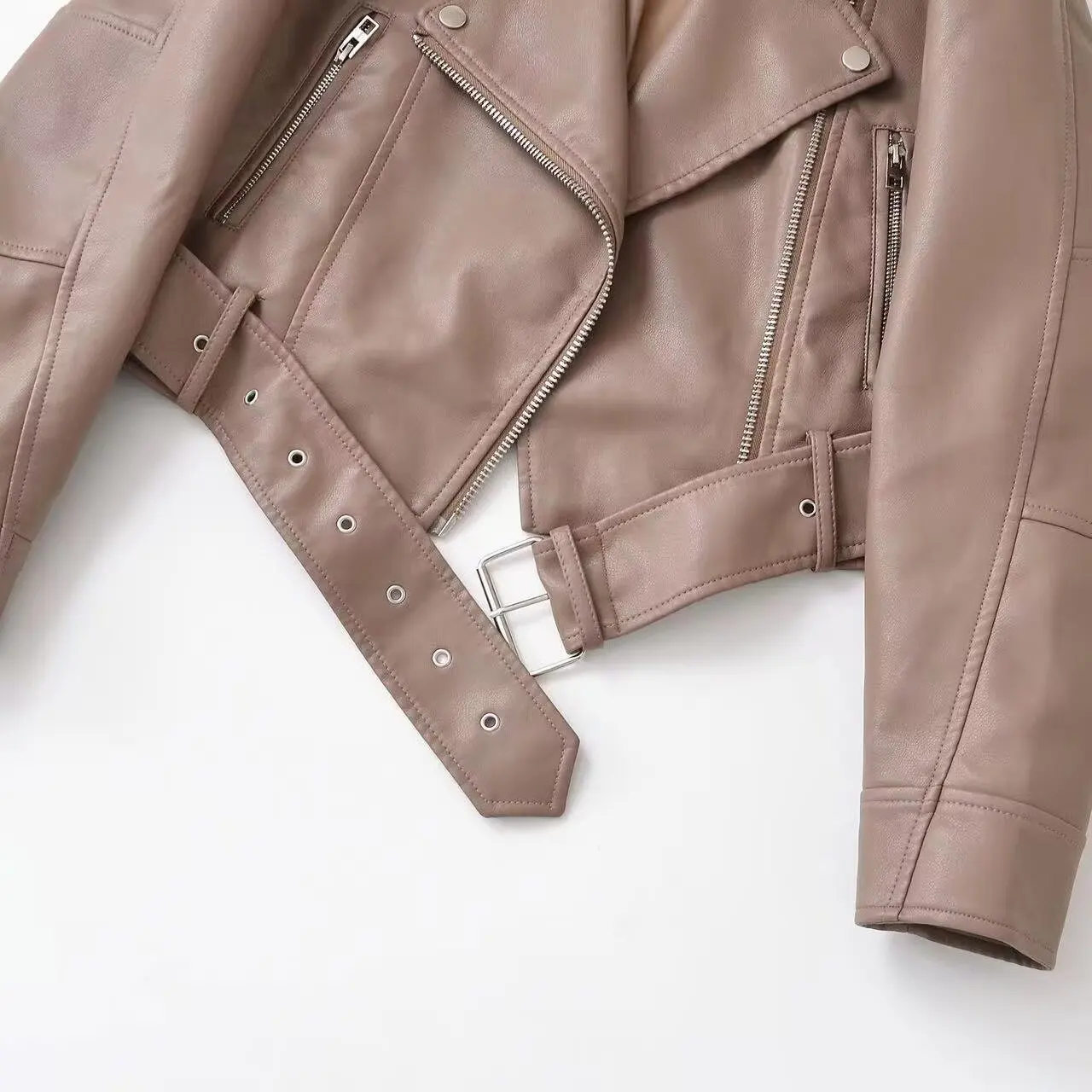 Brand Coat Women Faux PU Leather Jacket High Street Motorcycle Coat Casual Lady Lapel Zipper Short Leather Jacket