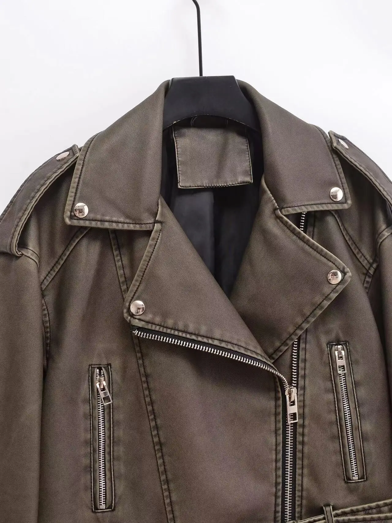 Brand Coat Women Faux PU Leather Jacket High Street Motorcycle Coat Casual Lady Lapel Zipper Short Leather Jacket