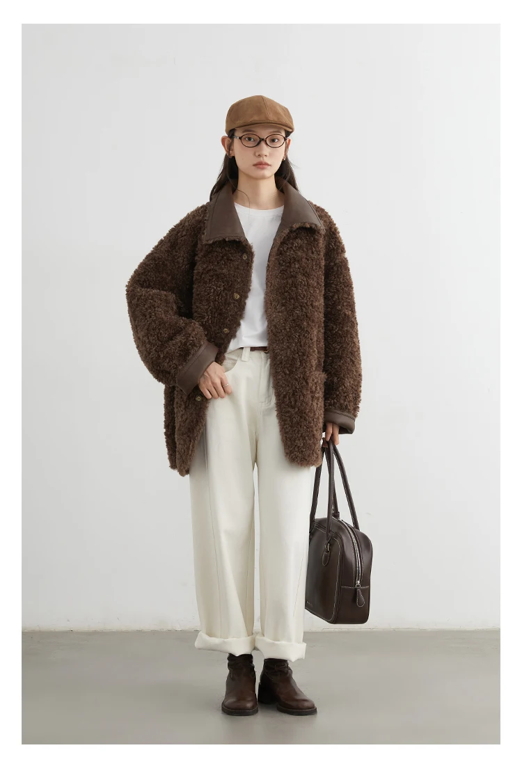 CHIC VEN Women Faux Leather Jacket Coat Loose Casual Reversible Mid Length PU Overcoat Retro Ladies Outerwear Autumn Winter 2025