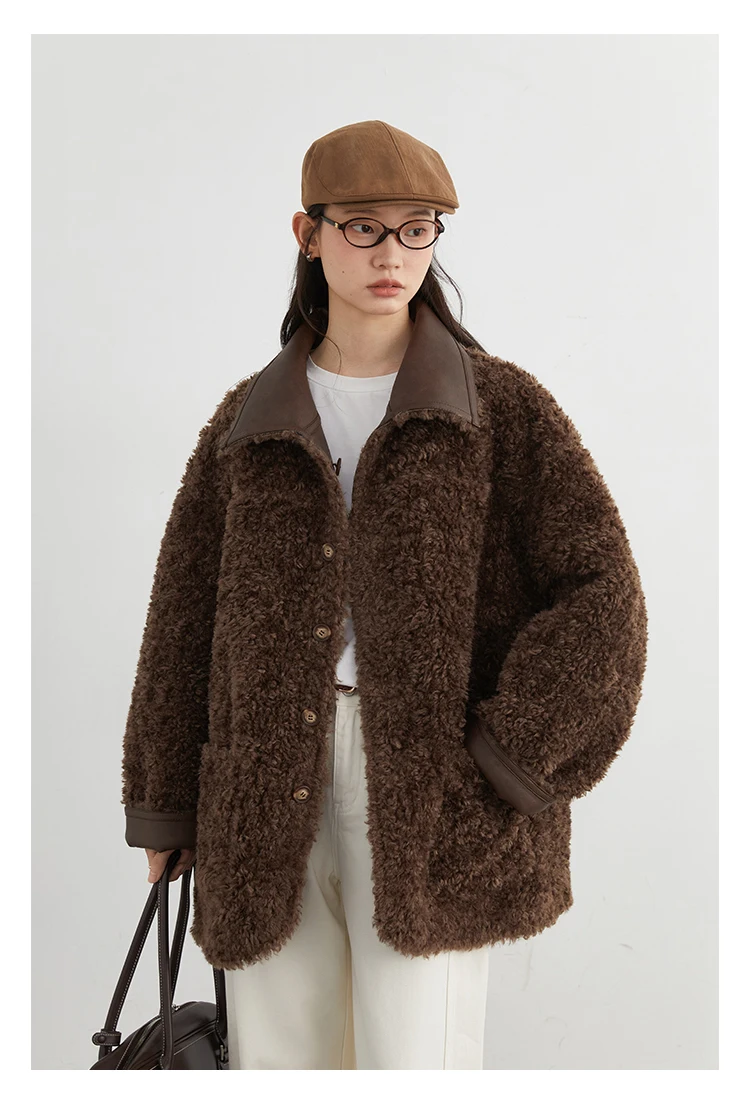 CHIC VEN Women Faux Leather Jacket Coat Loose Casual Reversible Mid Length PU Overcoat Retro Ladies Outerwear Autumn Winter 2025