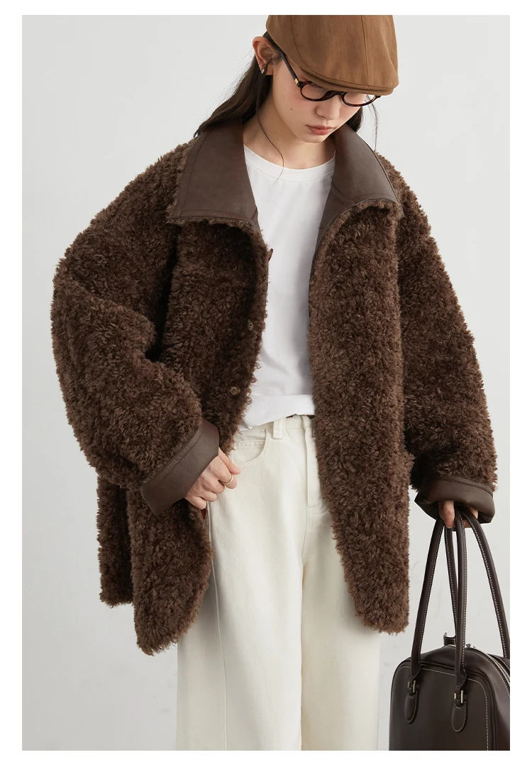 CHIC VEN Women Faux Leather Jacket Coat Loose Casual Reversible Mid Length PU Overcoat Retro Ladies Outerwear Autumn Winter 2025