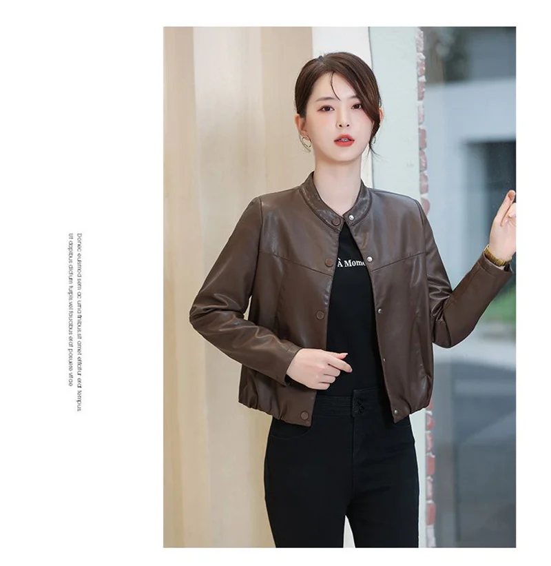 Loose Skinny Leather Jacket Women's Short Jacket 2025 Spring And Autumn New Korean Casual PU Leather Jacket Female Outwear Black