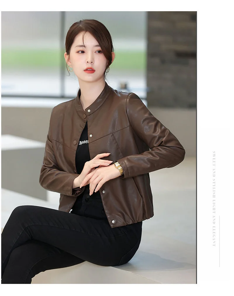 Loose Skinny Leather Jacket Women's Short Jacket 2025 Spring And Autumn New Korean Casual PU Leather Jacket Female Outwear Black