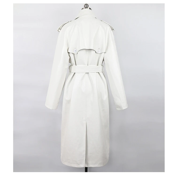Lautaro Autumn Extra Long Oversized Black Faux Leather Trench Coat for Women Long Sleeve Belt Double Breasted Loose Fashion 2021