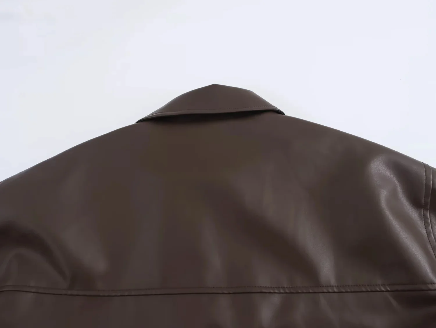 KONDALA 2026 Spring Summer Brown Business Casual Faux Leather Women Jackets Chic Valentine‘s Day Spliced Zipper Ladies Jackets
