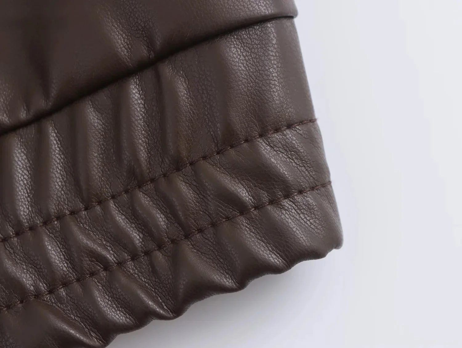 KONDALA 2026 Spring Summer Brown Business Casual Faux Leather Women Jackets Chic Valentine‘s Day Spliced Zipper Ladies Jackets