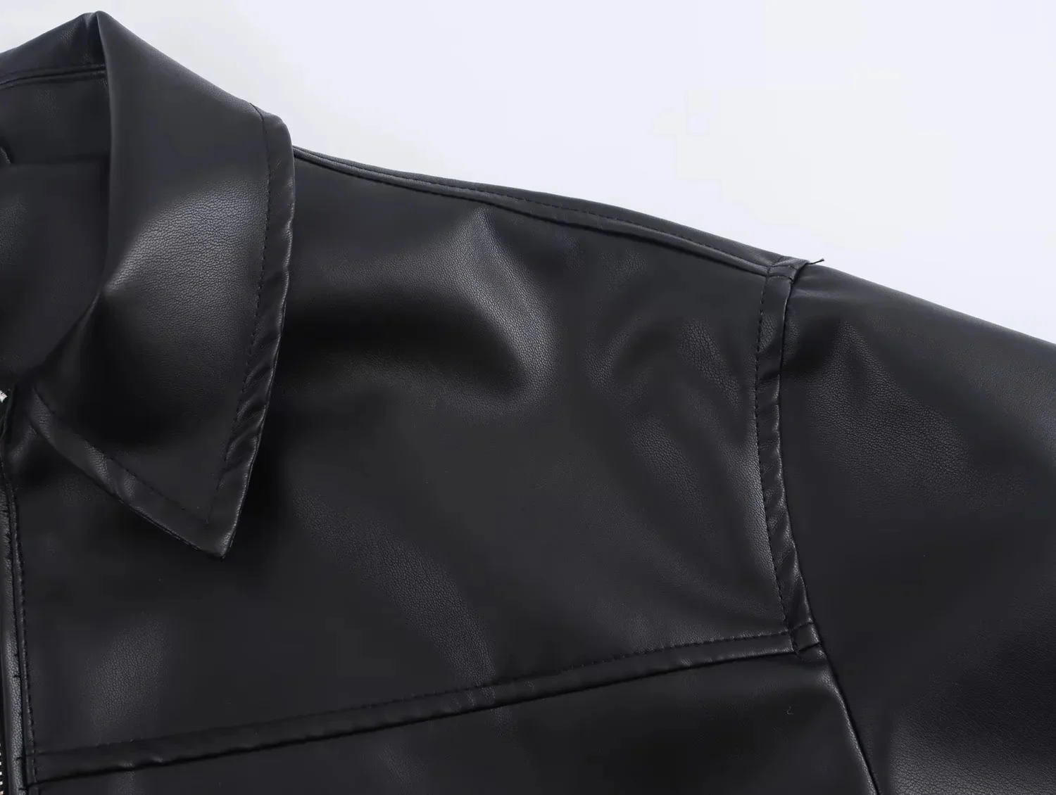KONDALA 2026 Spring Summer Brown Business Casual Faux Leather Women Jackets Chic Valentine‘s Day Spliced Zipper Ladies Jackets