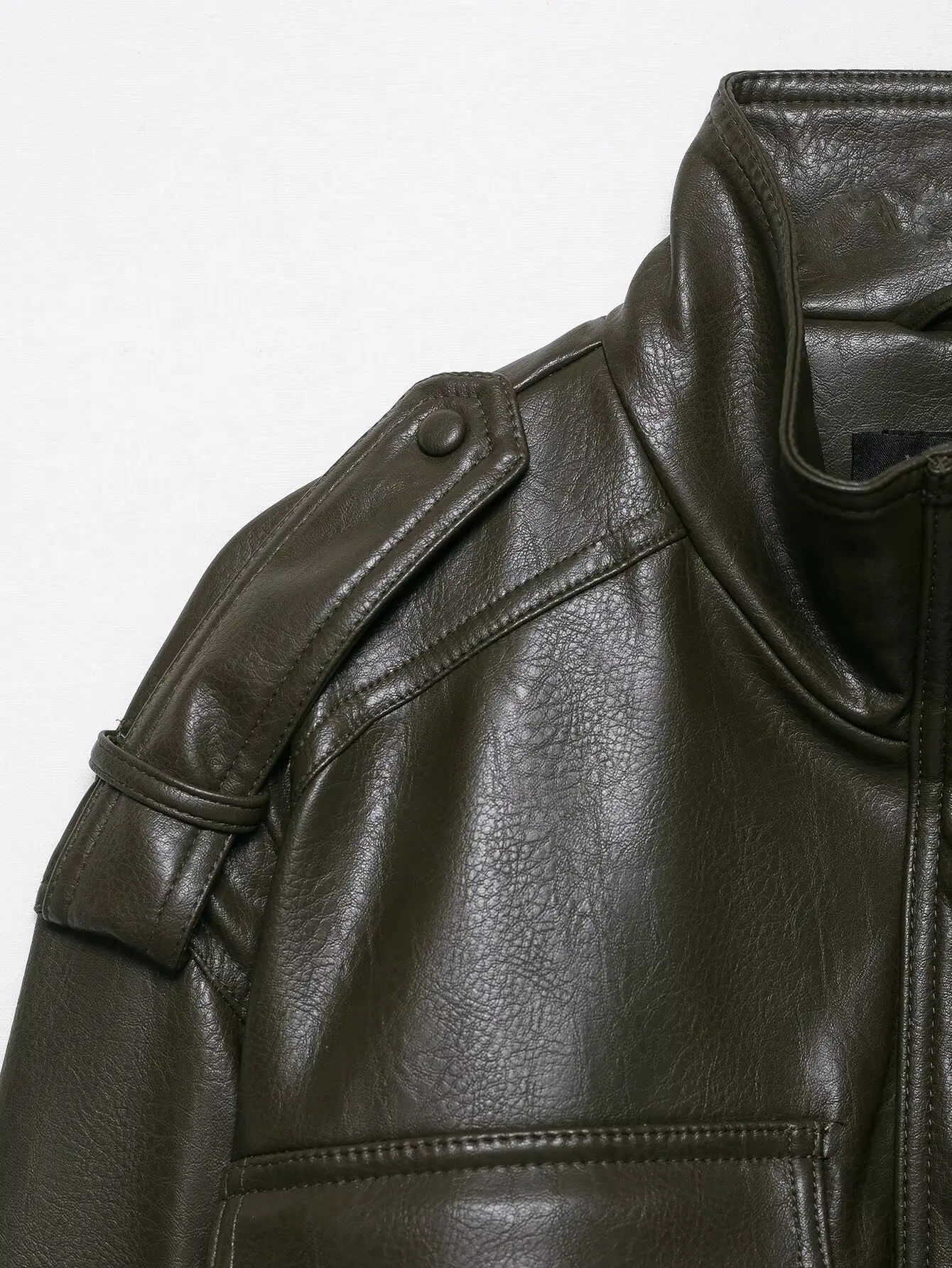 HH Women Faux Leather Cropped Jacket vintage Bomber Jackets With Pockets Long Sleeve Coats Zipper Overcoat Jacket For Woman