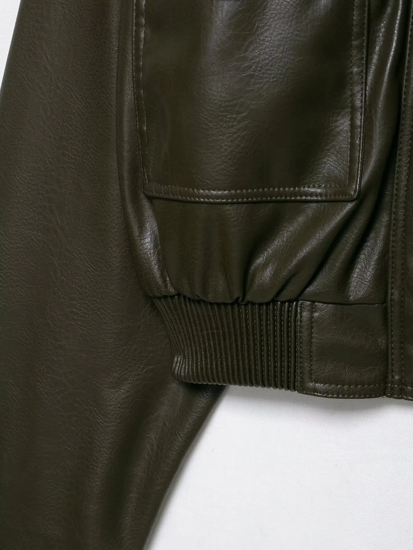 HH Women Faux Leather Cropped Jacket vintage Bomber Jackets With Pockets Long Sleeve Coats Zipper Overcoat Jacket For Woman