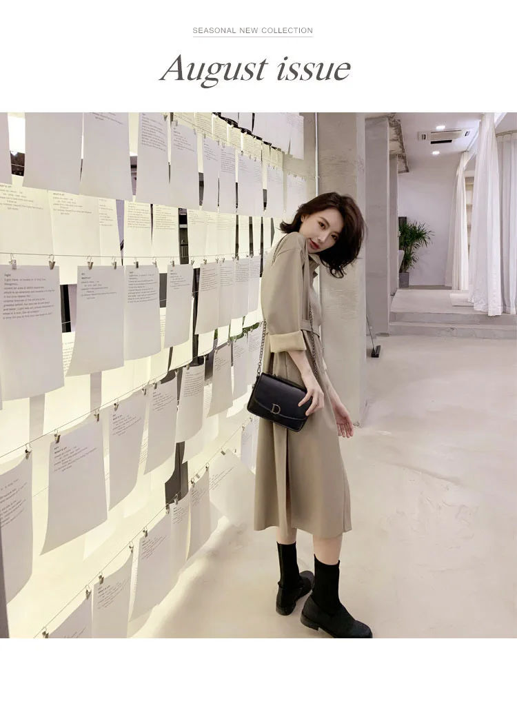 Lautaro Autumn Long Black Cool PU Leather Trench Coat for Women Belt Single Breasted Loose Korean Fashion Wholesale Clothes 2022