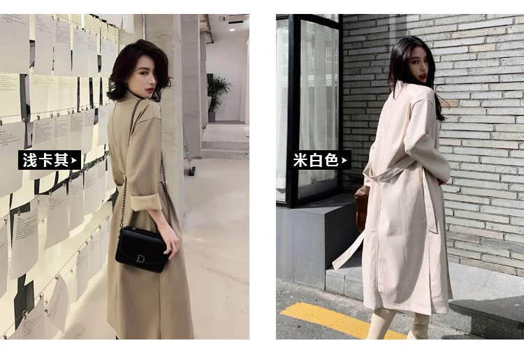 Lautaro Autumn Long Black Cool PU Leather Trench Coat for Women Belt Single Breasted Loose Korean Fashion Wholesale Clothes 2022