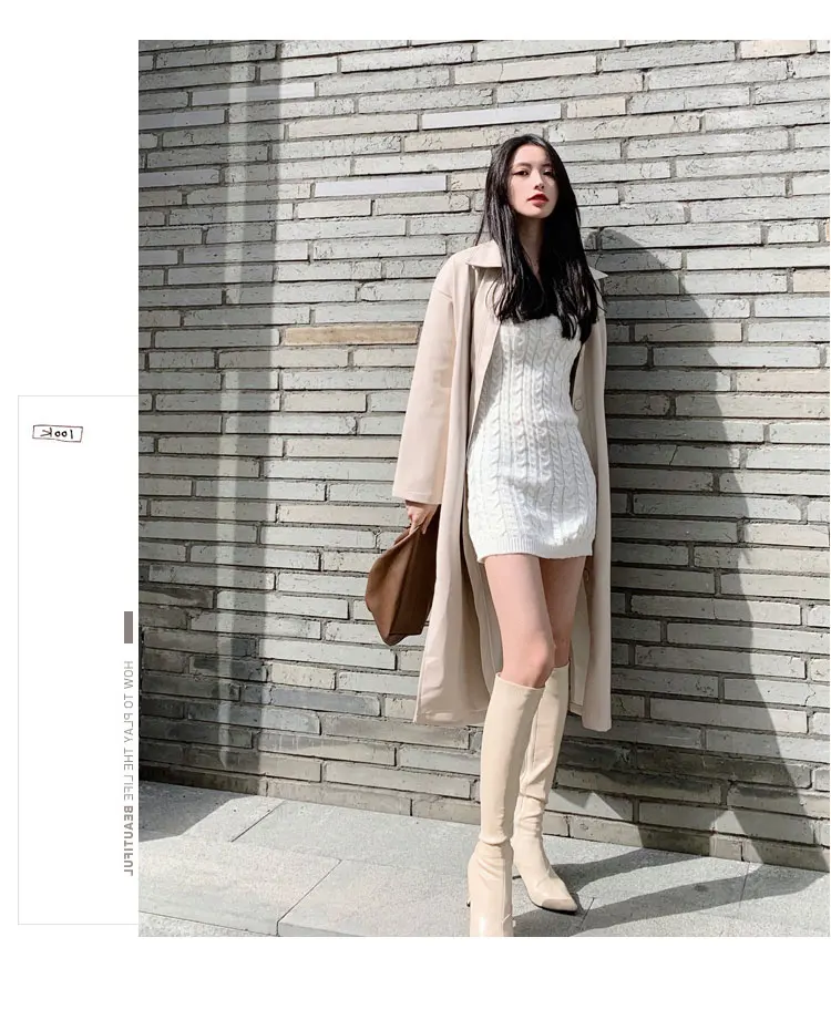 Lautaro Autumn Long Black Cool PU Leather Trench Coat for Women Belt Single Breasted Loose Korean Fashion Wholesale Clothes 2022