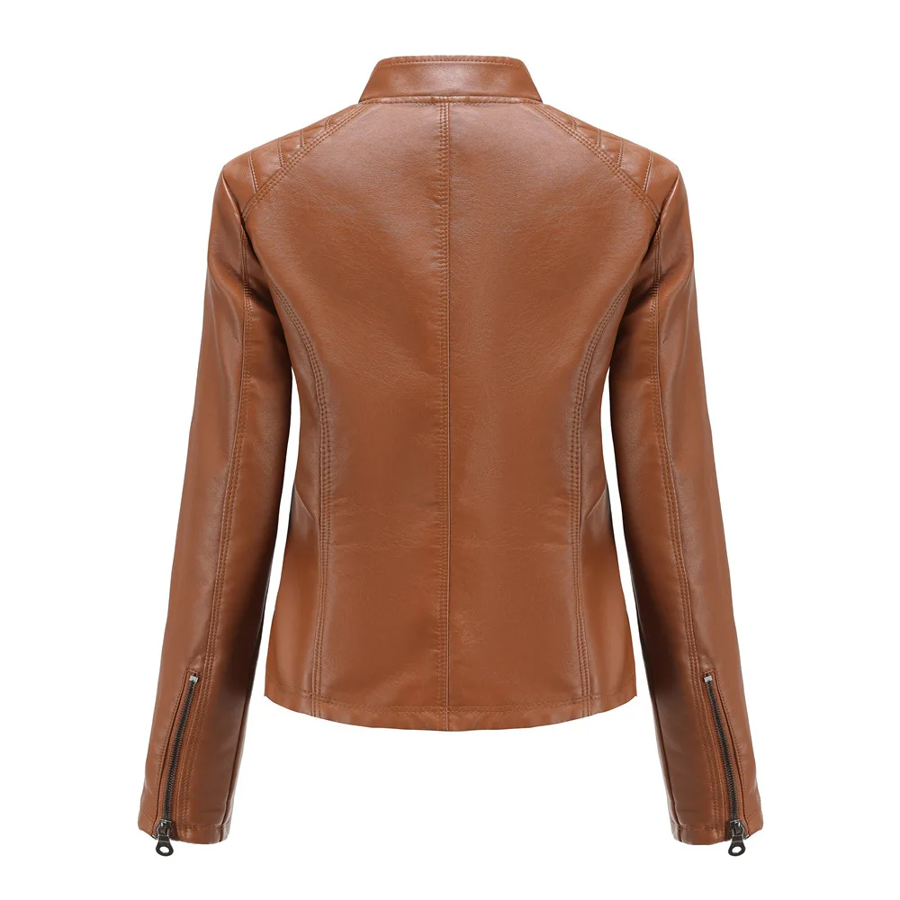 2026 New Lavender Purple Women's Long Sleeve PU Jacket, Fashion Motorcycle Leather Jackets, Red Coat, Black Outerwear.