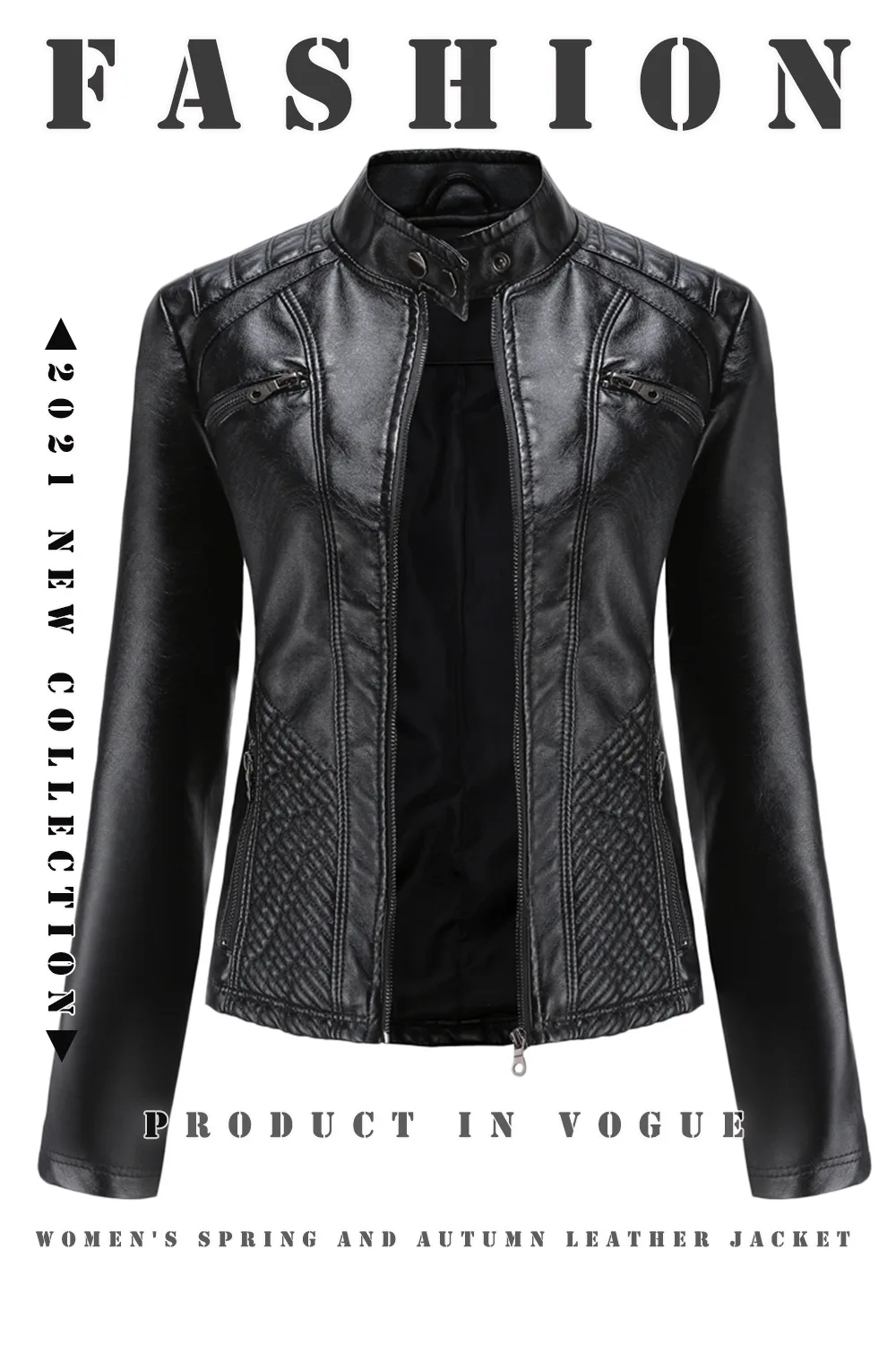 2026 New Lavender Purple Women's Long Sleeve PU Jacket, Fashion Motorcycle Leather Jackets, Red Coat, Black Outerwear.