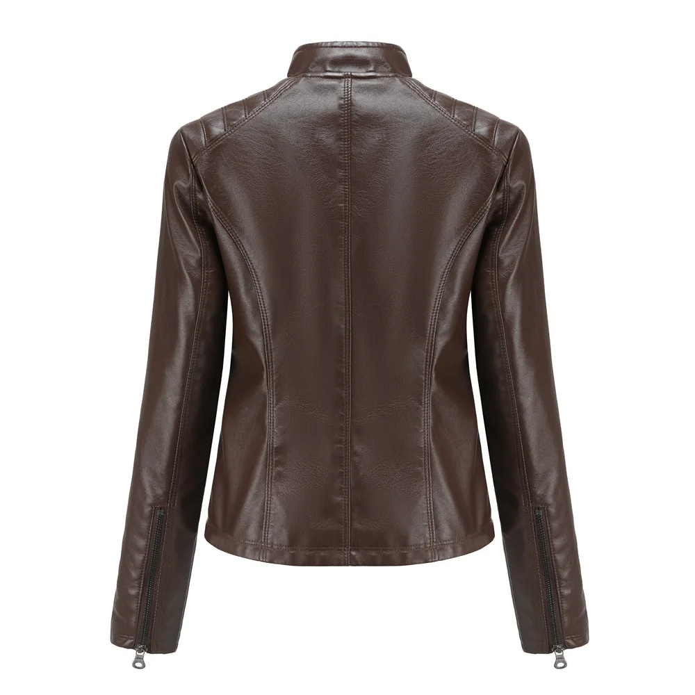 2026 New Lavender Purple Women's Long Sleeve PU Jacket, Fashion Motorcycle Leather Jackets, Red Coat, Black Outerwear.