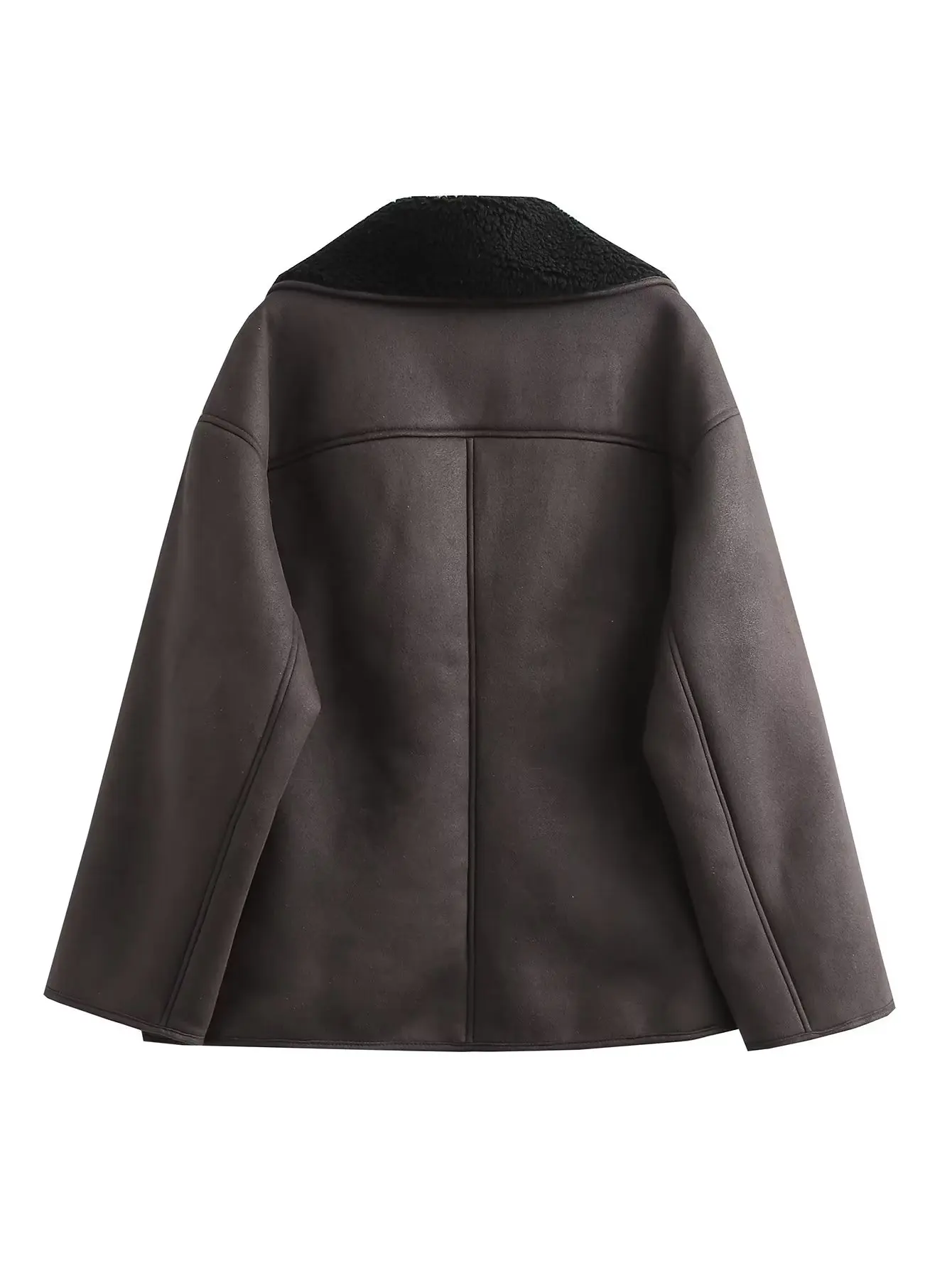 2023 Winter Women Warm Jacket Vintage Casual Solid Faux Leather Long Sleeve Coat Female Windbreaker Outwear Lapel Tops