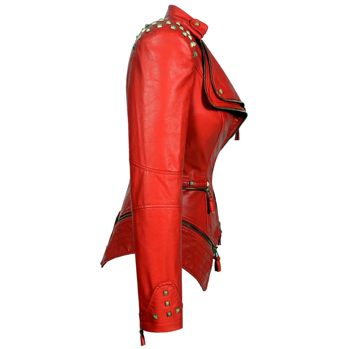 Fashion SX Women Smooth Motorcycle faux PU Leather Jacket Lady Long Sleeve slim Biker Streetwear Snake print black Coat