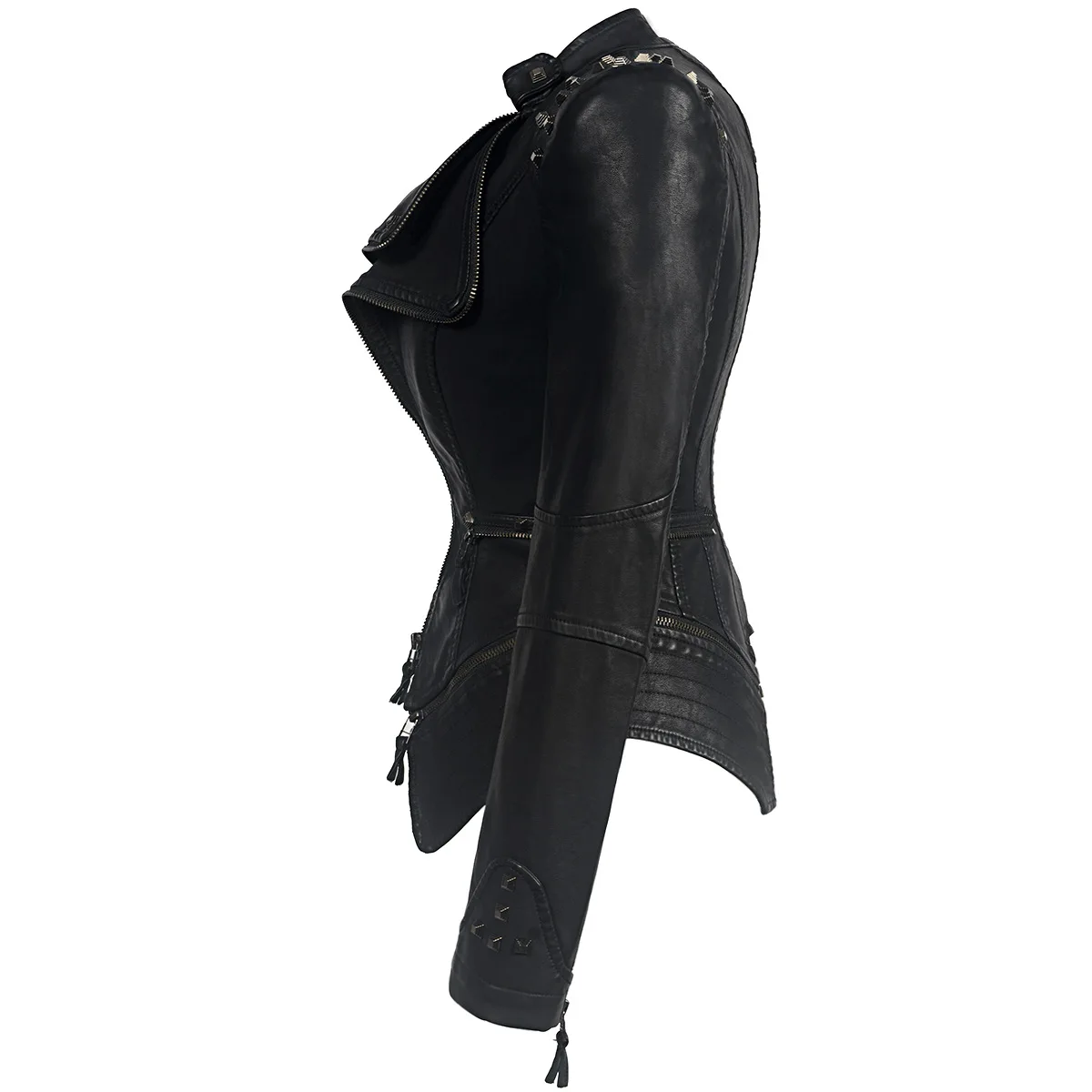 Fashion SX Women Smooth Motorcycle faux PU Leather Jacket Lady Long Sleeve slim Biker Streetwear Snake print black Coat