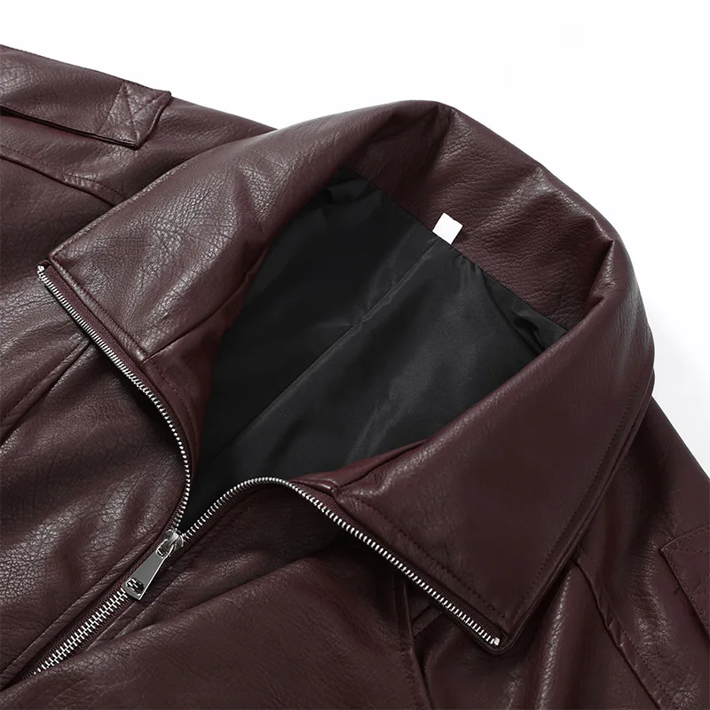 Black Asymmetry Buttons Leather Jackets Women Lapel Long Sleeve Warm Street Jacket 2025 Autumn Winter Lady Thick Outwear New