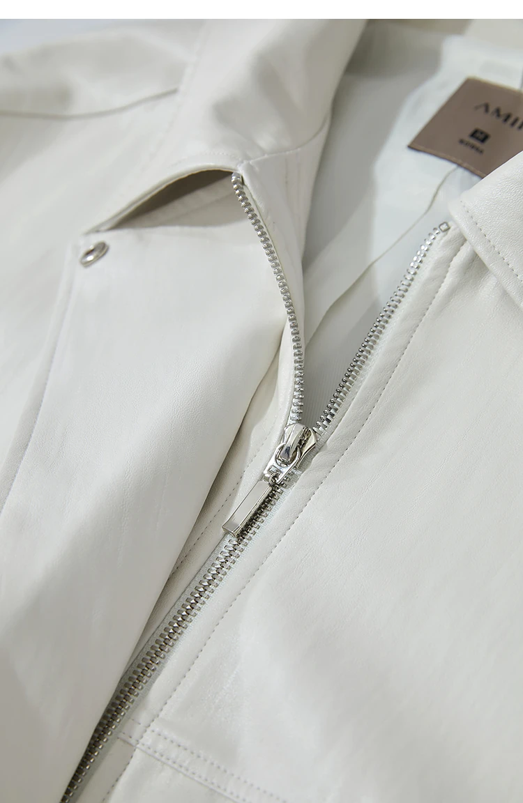Amii Leather Jacket Women 2026 Autumn New Minimalist Lapel Loose PU Leather Zipper Shoulder Long Sleeve Coat for Woman 12543228
